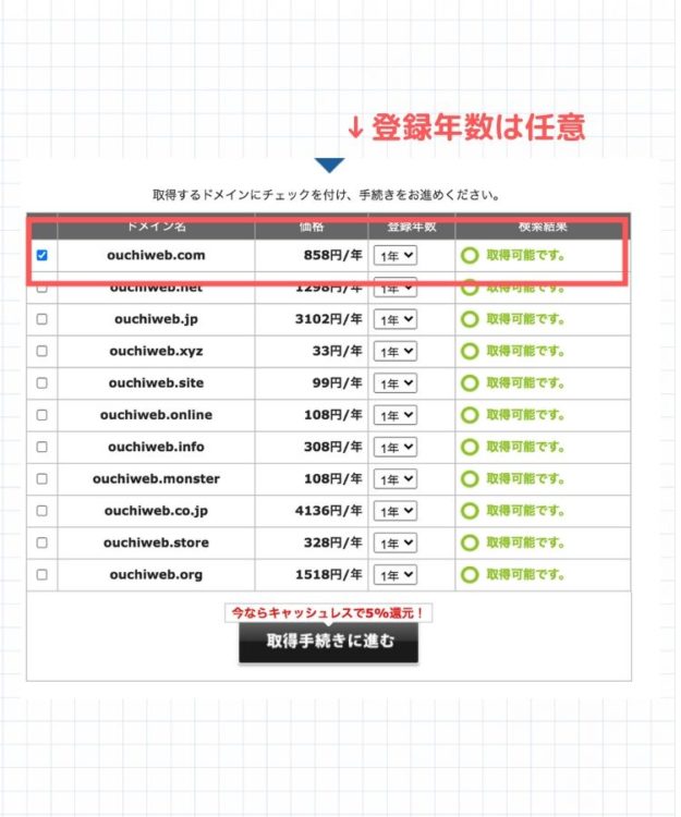 エックスドメインを取得